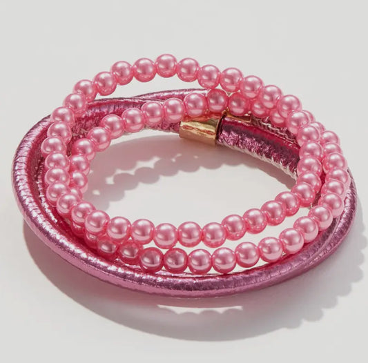 Pink Tube Bangle Bracelets