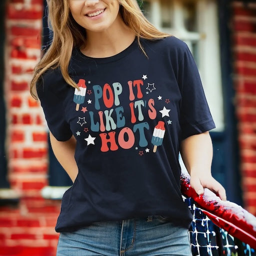 POP IT LIKE ITS HOT NAVY T-SHIRT