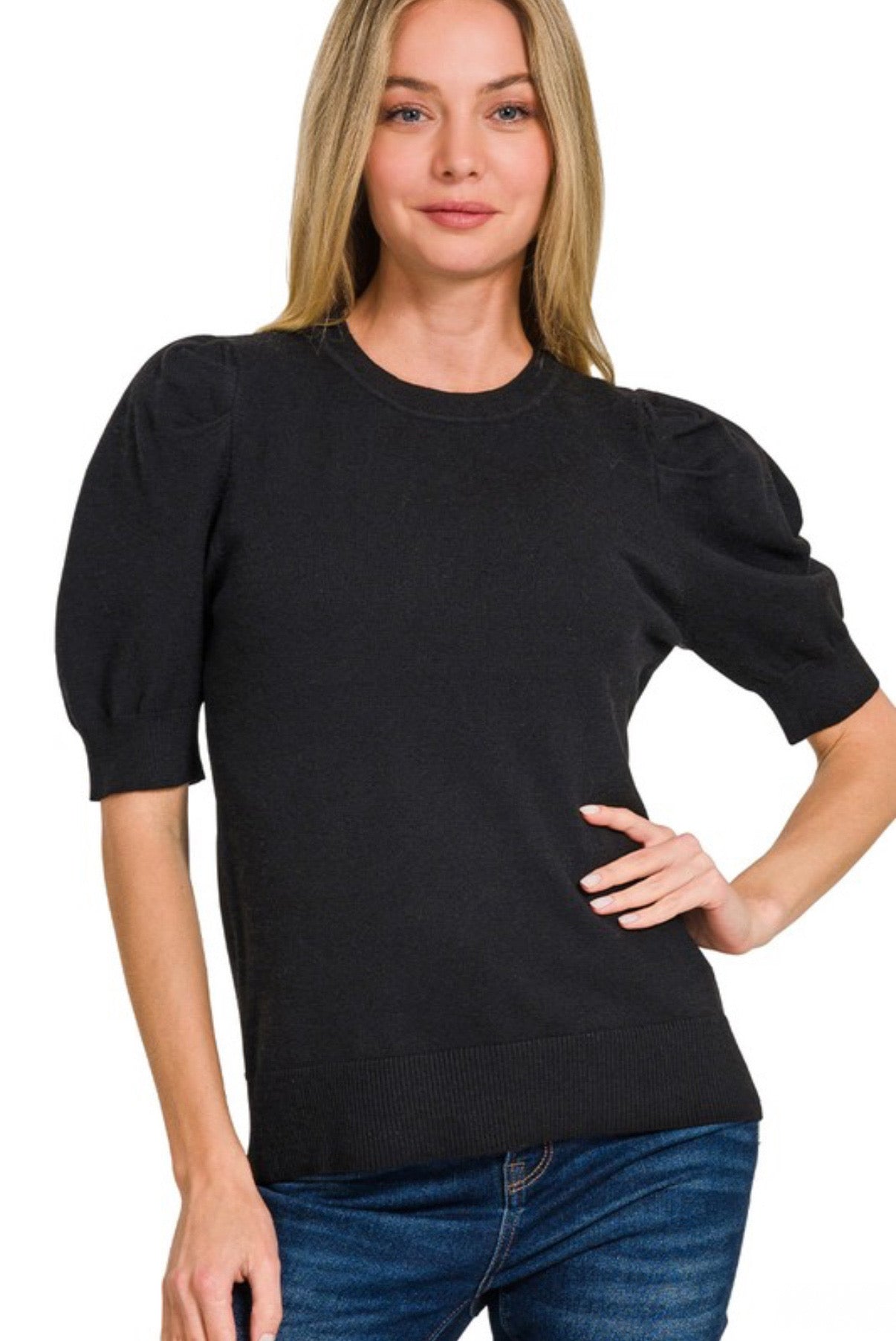 Puff Sleeve Sweater Top
