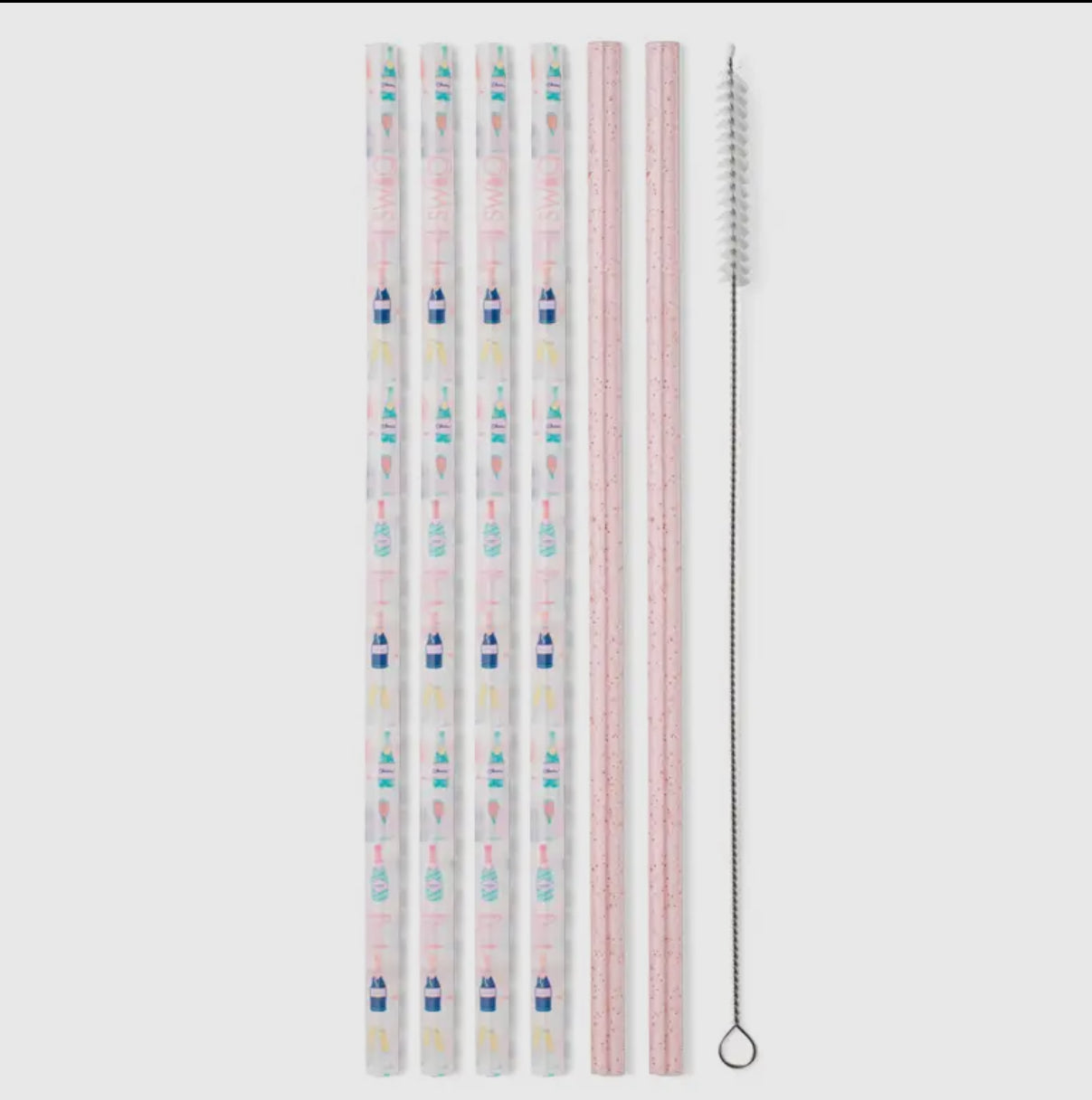 Pop Fizz + Pink Glitter Reusable Straw Set