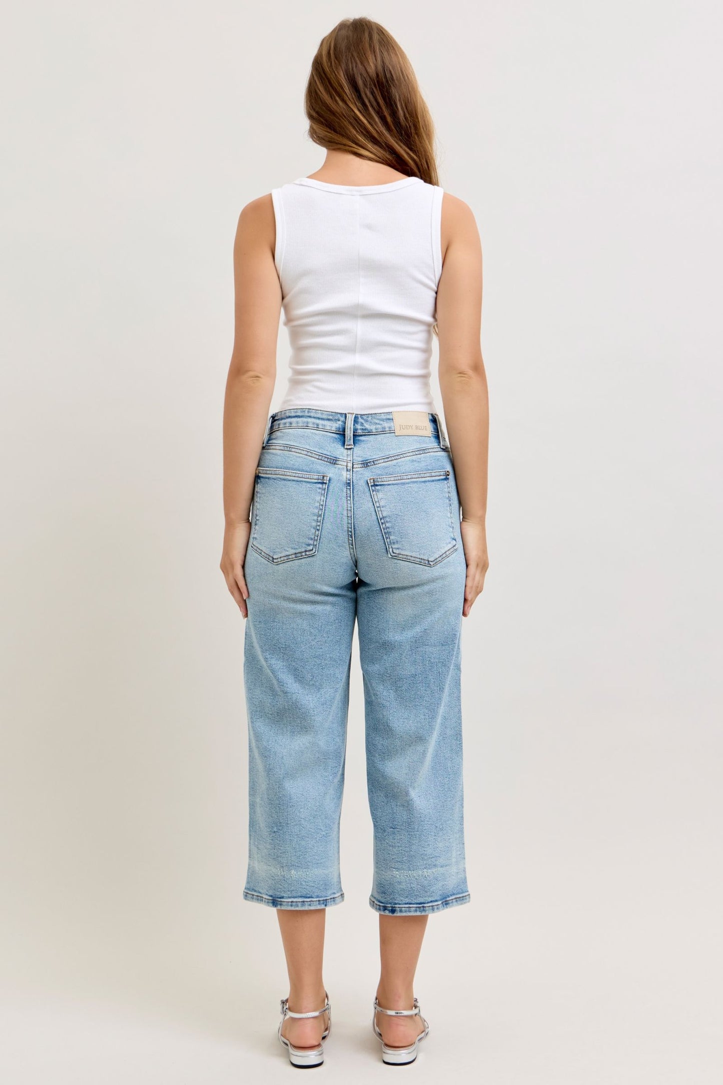 Judy Blue Light Wash Wide Crop Jeans