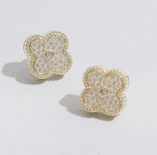 Pave Clover Earrings