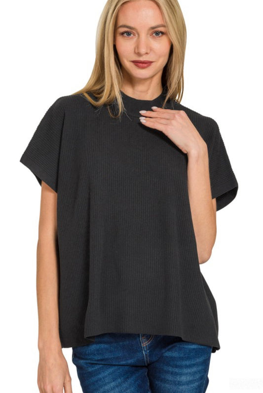 Mock Neck Boxy Sweater Tee