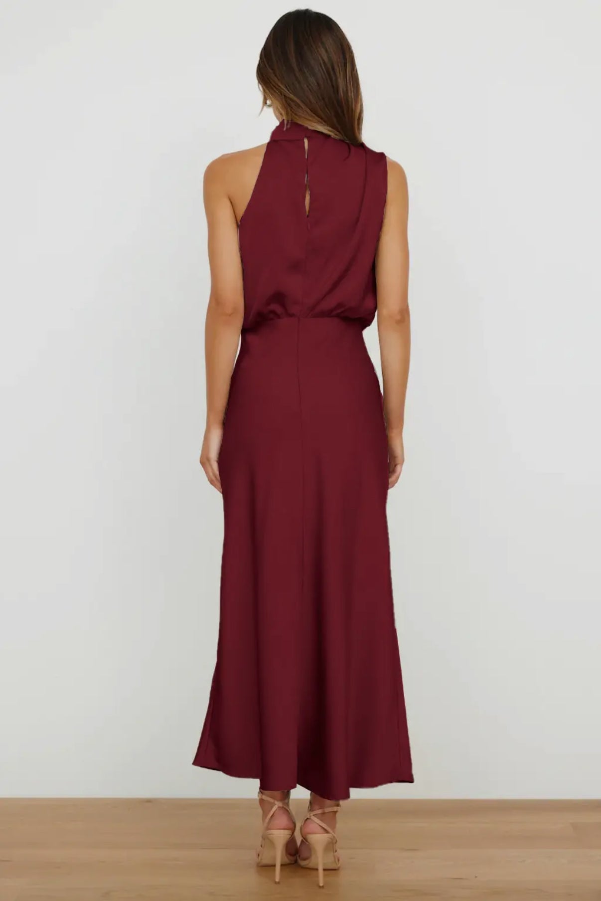 Sipping Champagne Satin Midi Dress