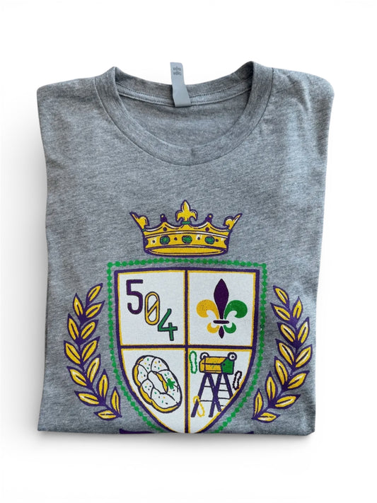 Mardi Gras Crest Unisex Tee-heather grey