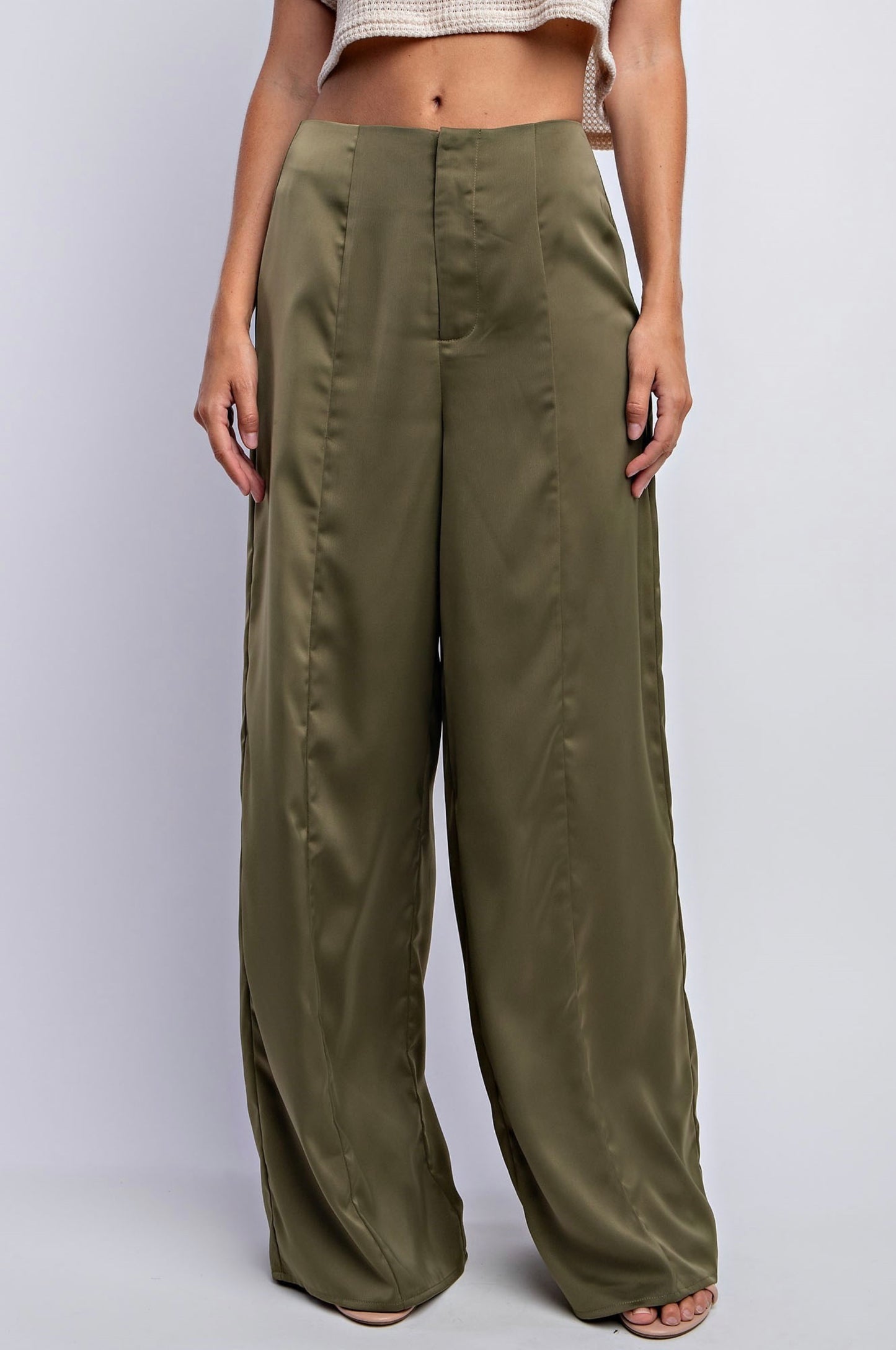 Wide-Leg Trousers - Olive