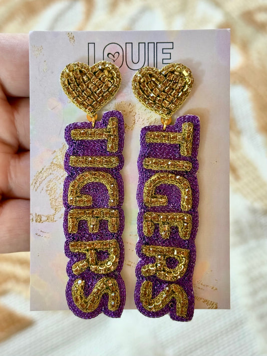 Tiger Hearts Beaded Earrings