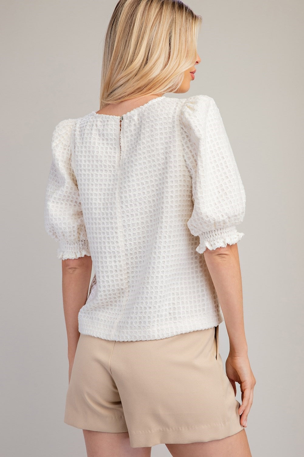 Mille Textured Puff Sleeve Top