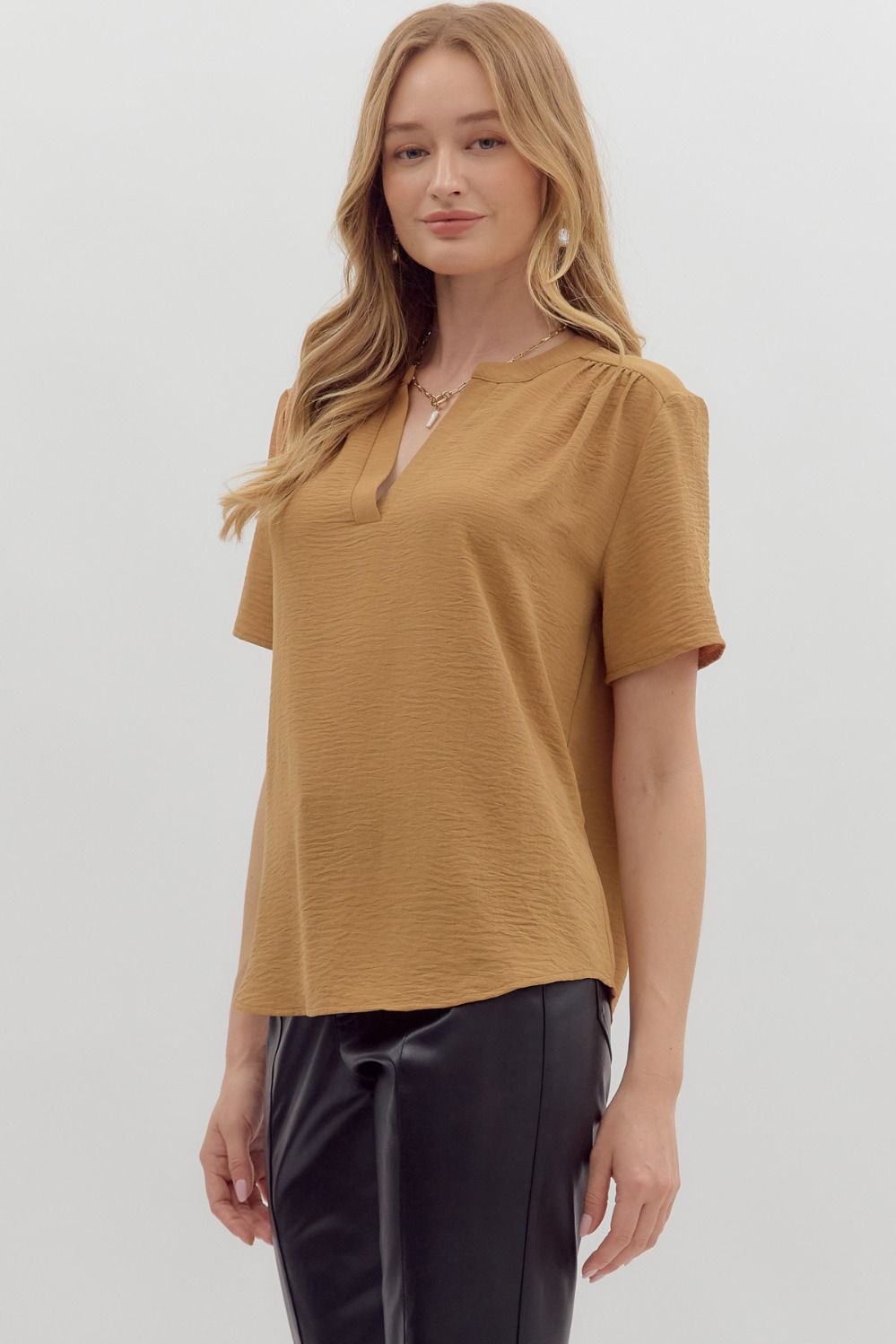 The Split V-Neck Woven Top