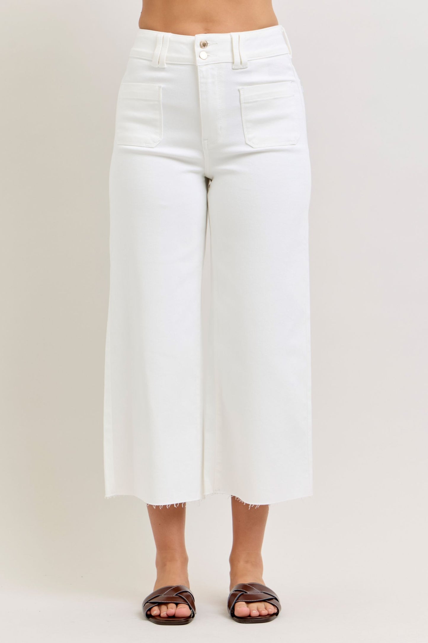Judy Blue White Sands Wide Leg Crop Jeans