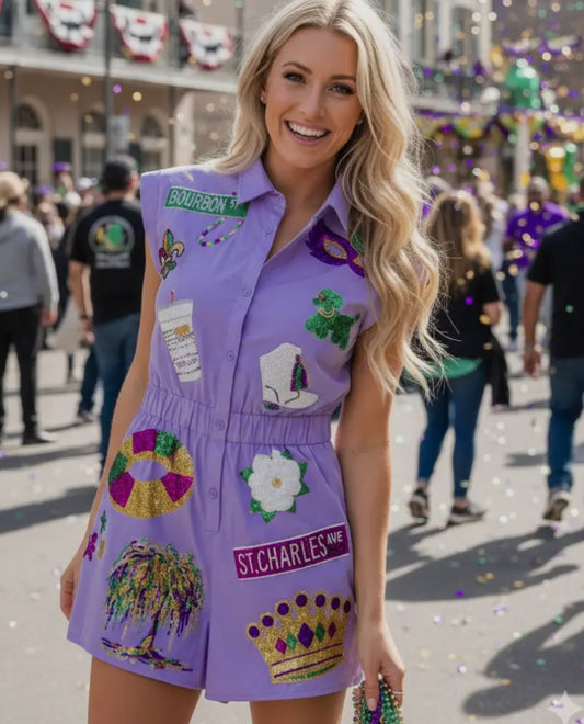 Mardi Gras Sequin Romper