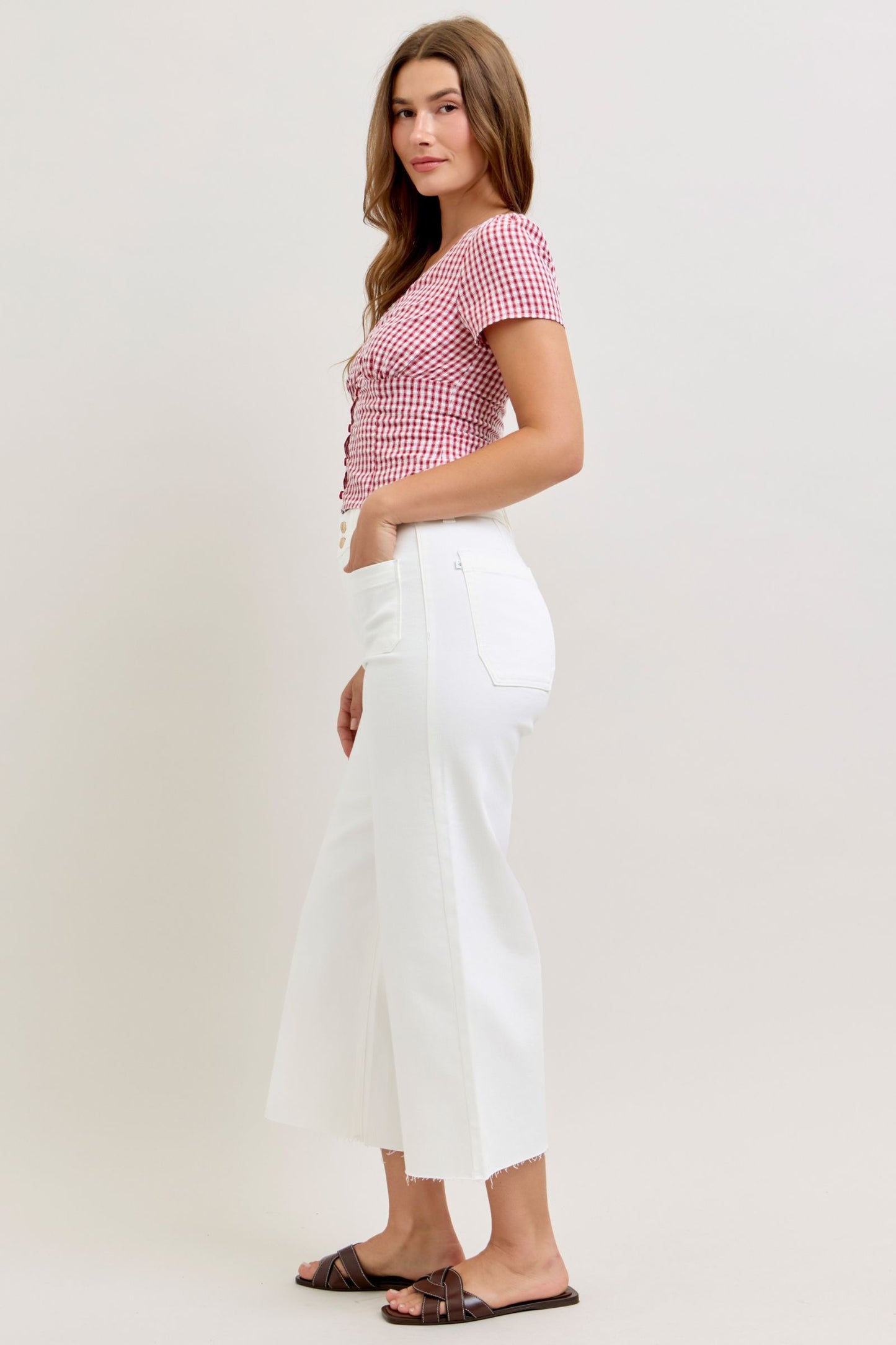 Judy Blue White Sands Wide Leg Crop Jeans