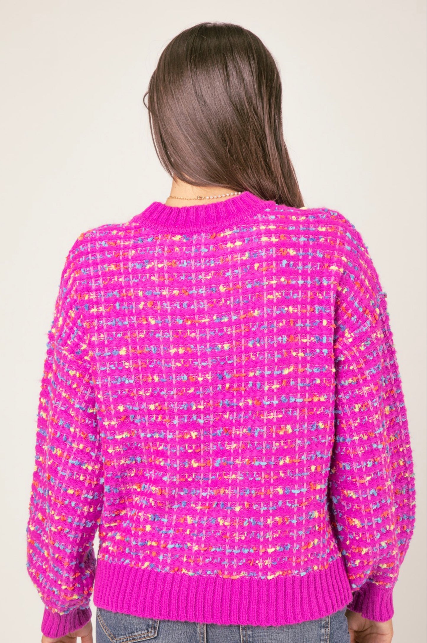 Pink Tweed Knit Sweater