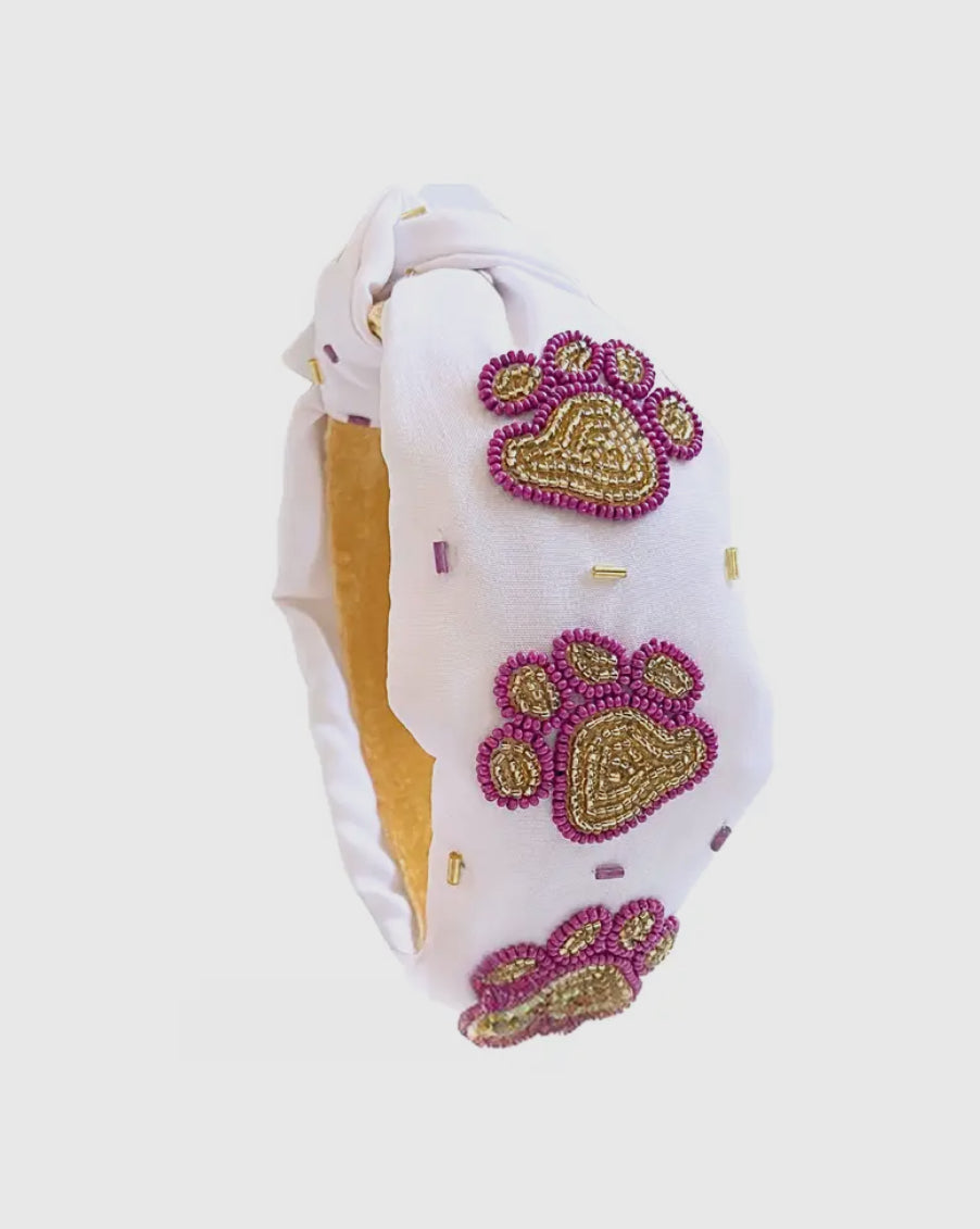 Purple & Gold Paw Headband