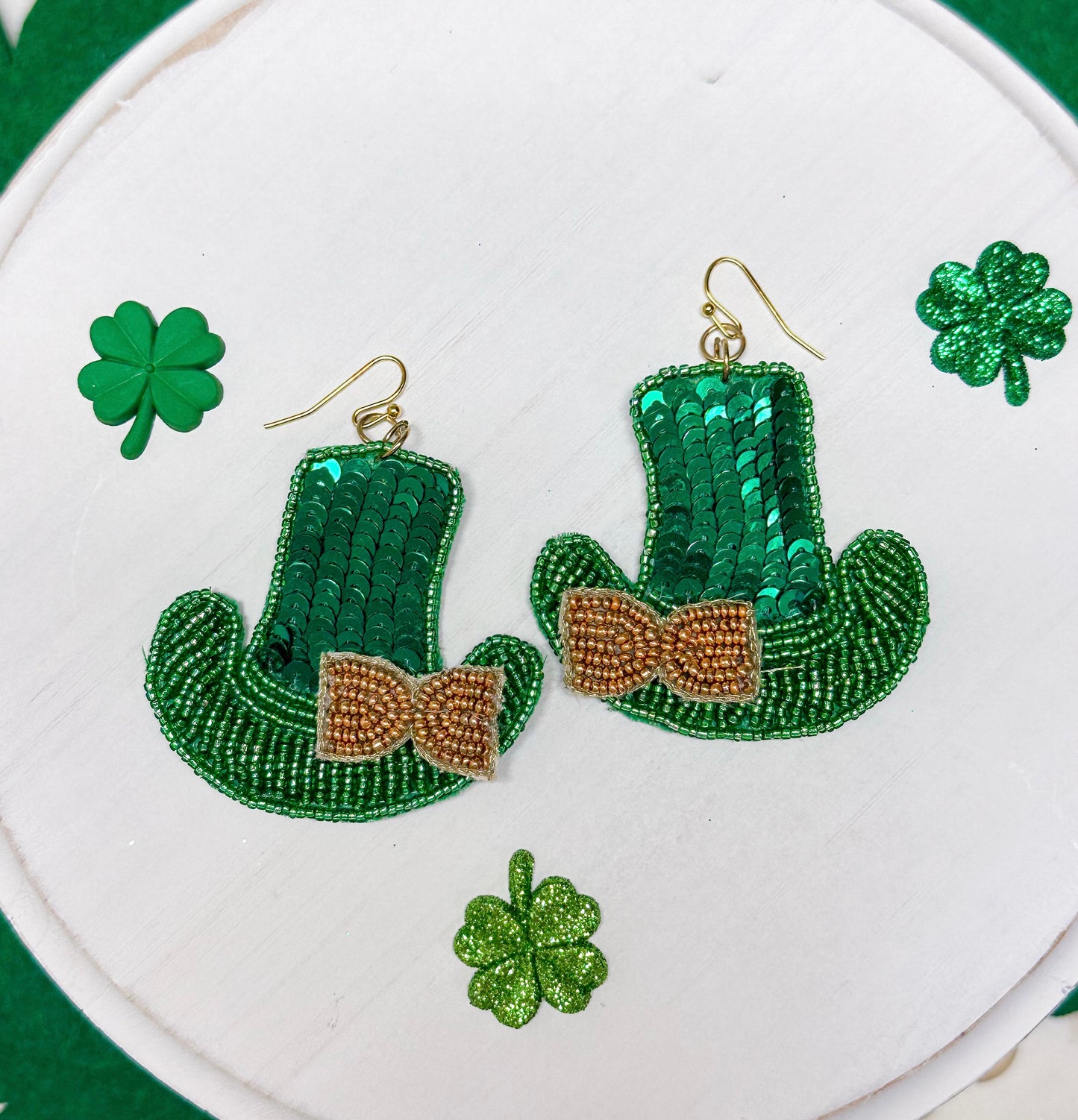 Sequin Leprechaun Hat Earrings