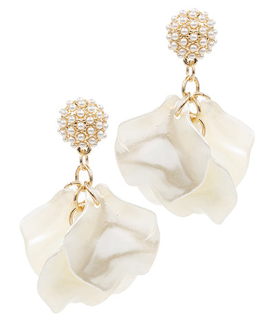 Pearl Petal Fringe Earrings