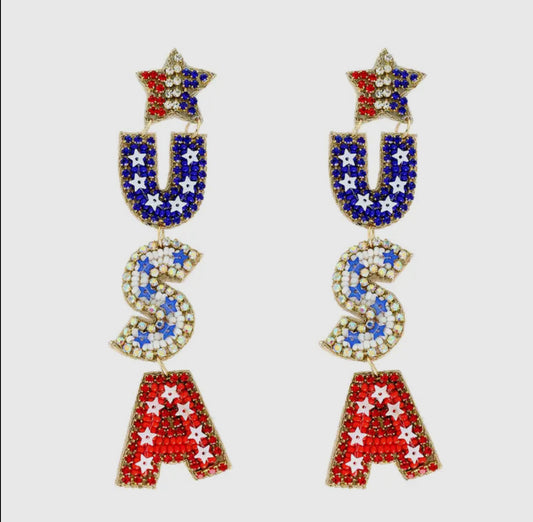 USA Beaded Earrings