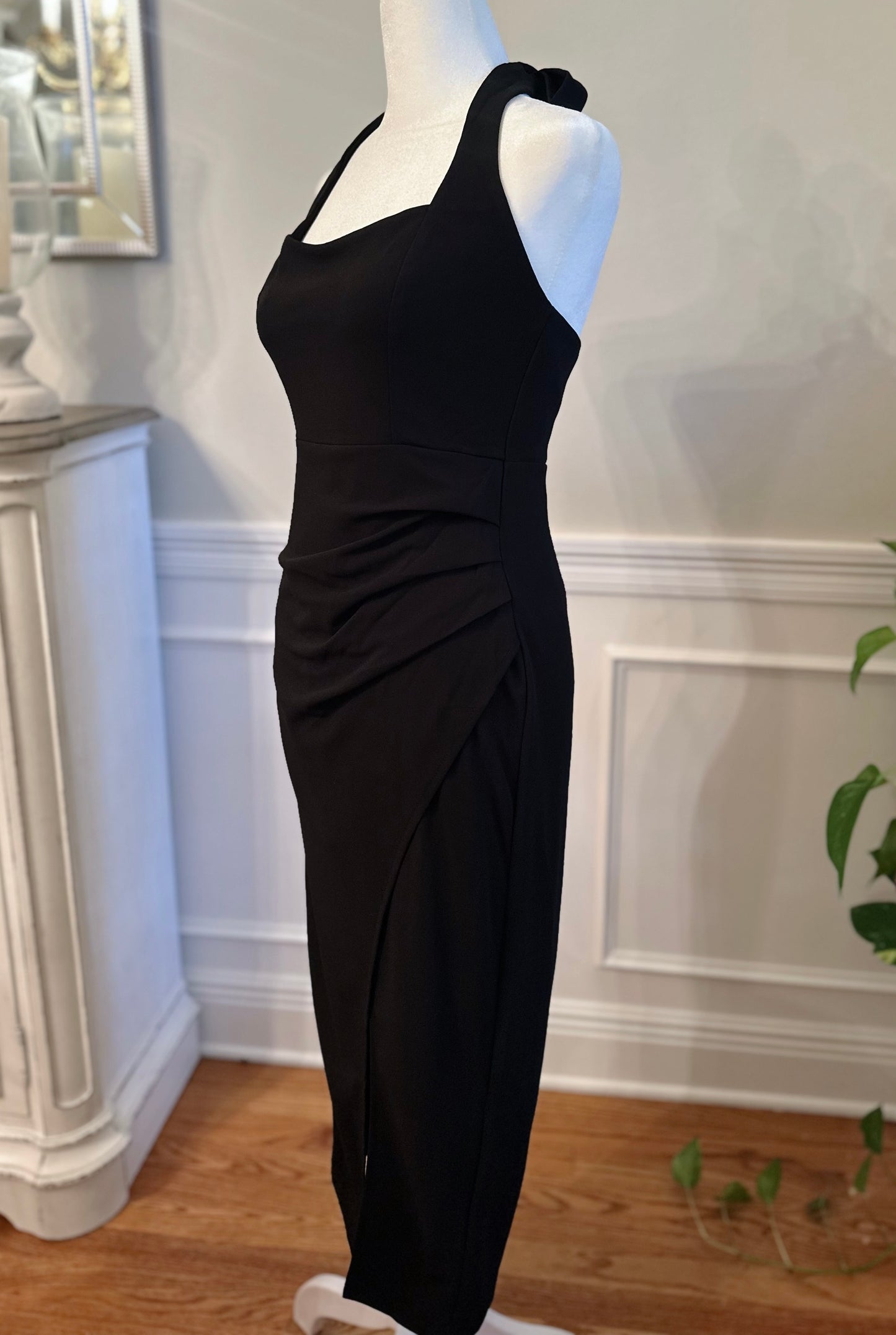 Black Halter Bodycon Midi Dress