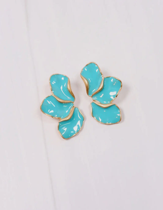 Vaughn Petal Fan Earrings Turquoise