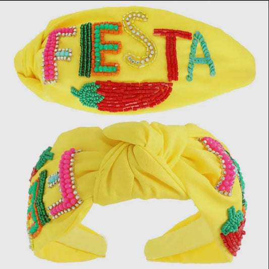 Fiesta Beaded Lettering Top knotted Headband