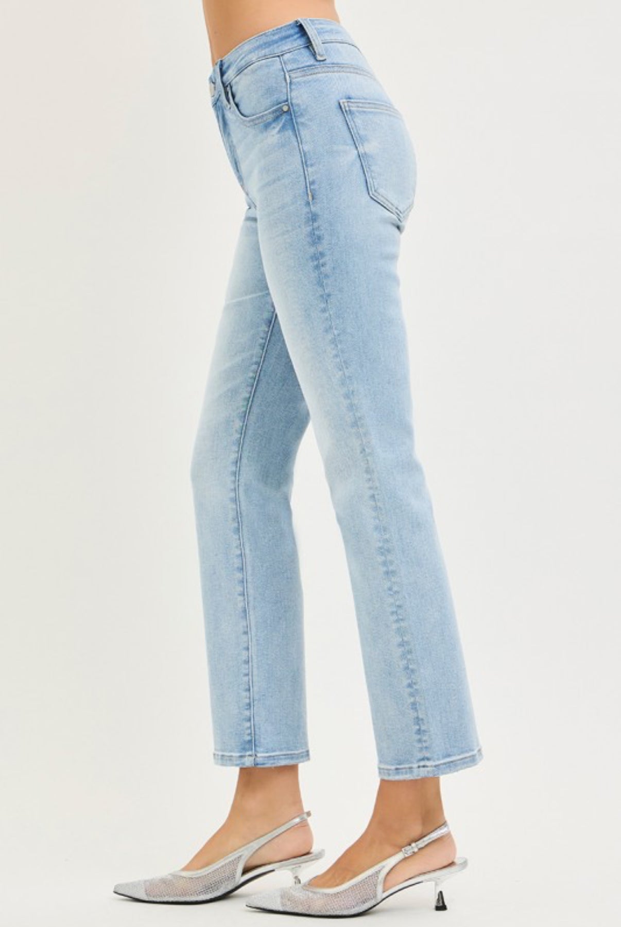 Risen Light Wash Tummy Control Crop Straight Jeans