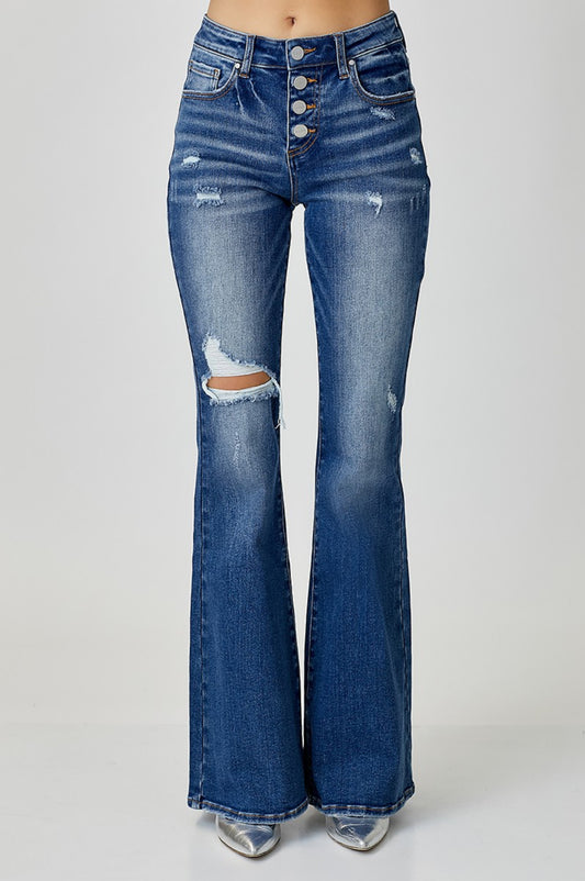 Risen Mid Rise Flare Jeans