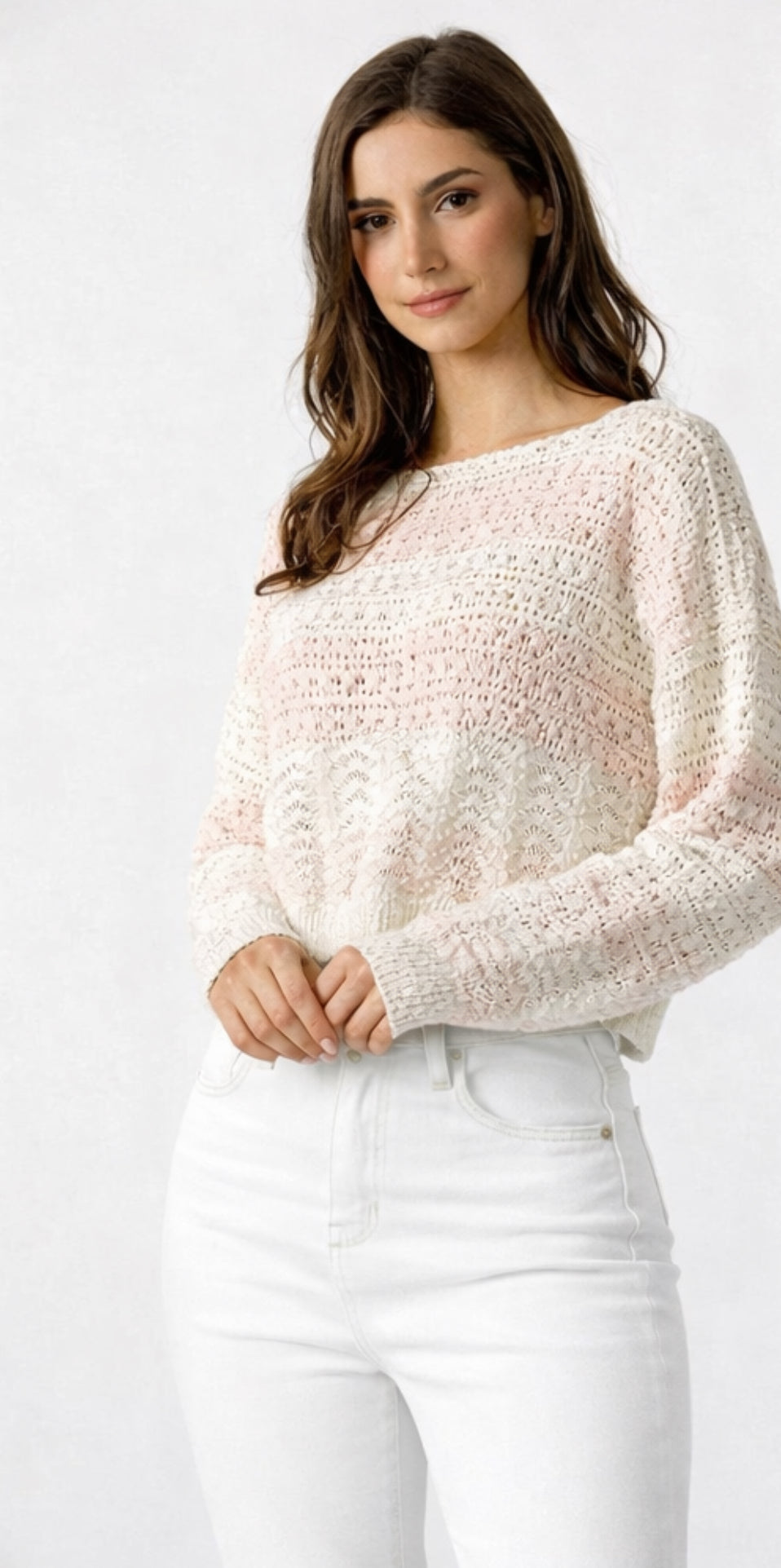 Blush Breeze Open-Knit Sweater