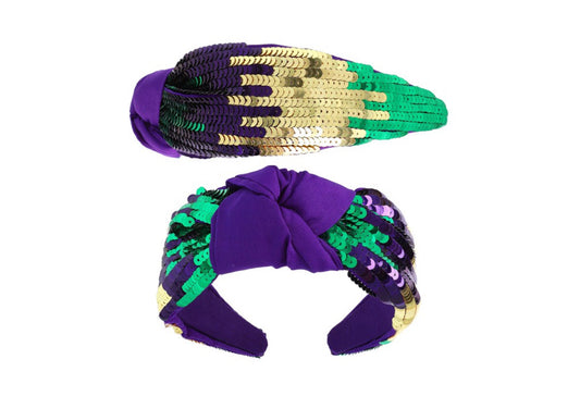 Mardi Gras TriColor Sequin Headband