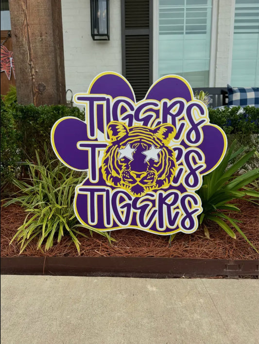 Tiger Paw Print Yard Sign