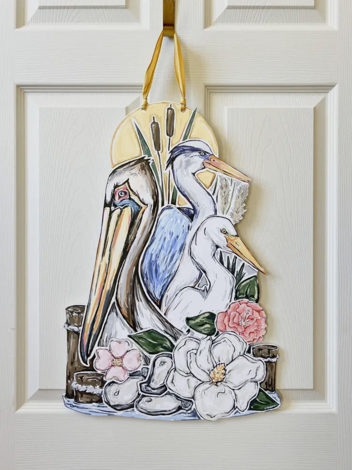 Southern Marshland Door Hanger - Bayou Wetlands Bird Decor