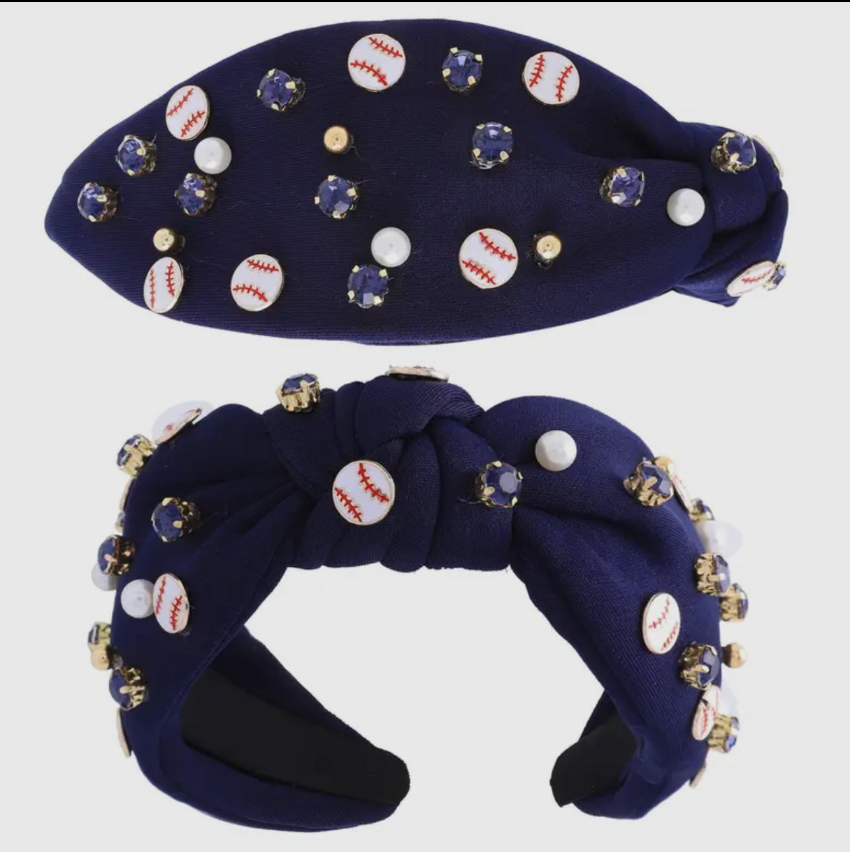 Jeweled Knotted Baseball Headband