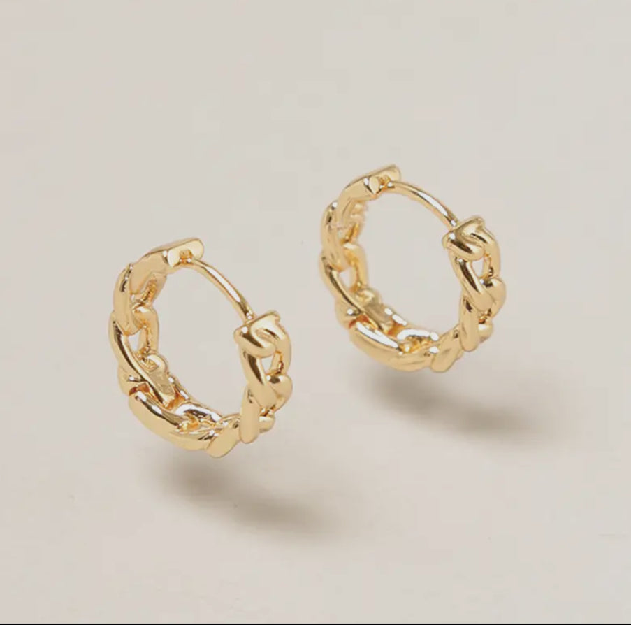 14K Gold Dipped Link Hoop Earrings