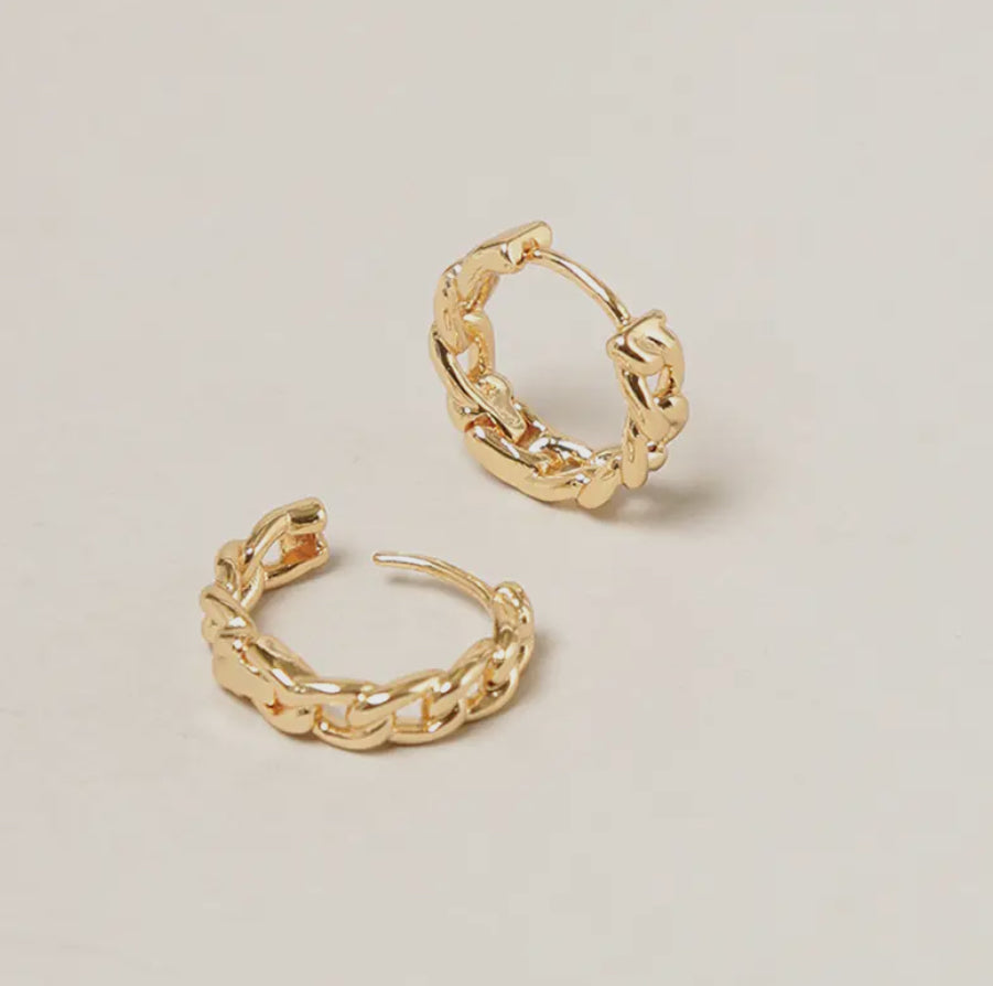 14K Gold Dipped Link Hoop Earrings