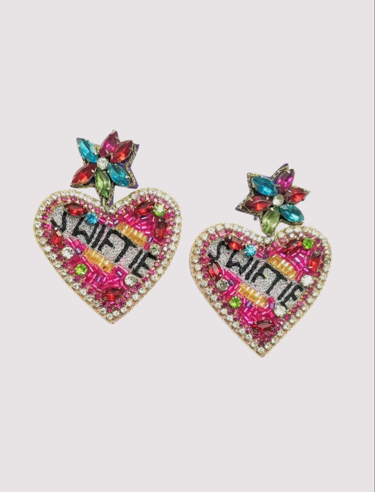 Rhinestone Swiftie Heart Earrings