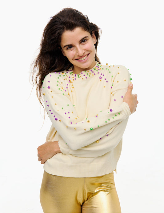 Mardi Gras Pearl Sweater