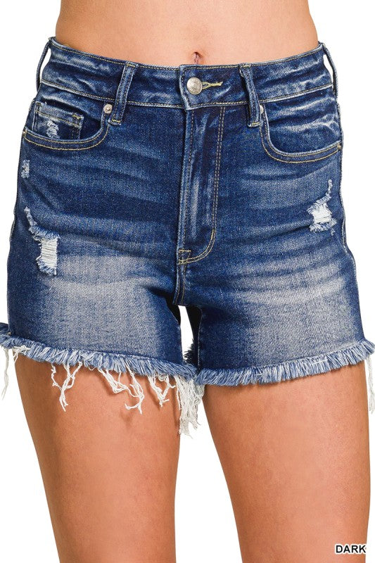 The After Hours Raw Hem Denim Shorts