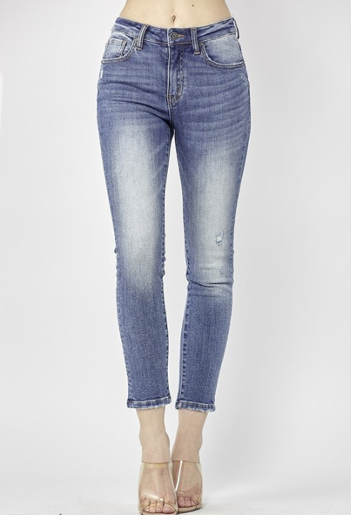 RISEN MID-RISE ANKLE SKINNY