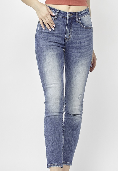 RISEN MID-RISE ANKLE SKINNY