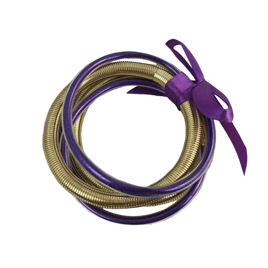 Purple & Gold Bangle Bracelet Set