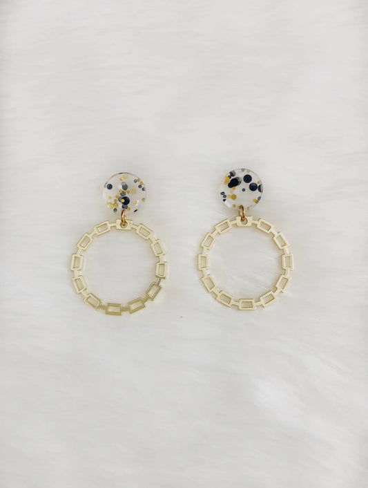 Gold Hoop Confetti Game Day Earrings