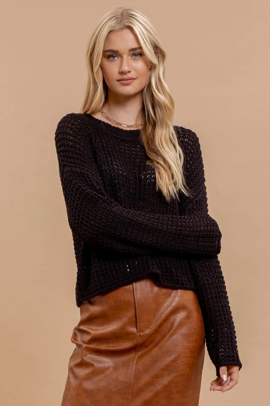 Sheer Crochet Knit Sweater