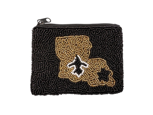 Black & Gold Louisiana State Coin Purse