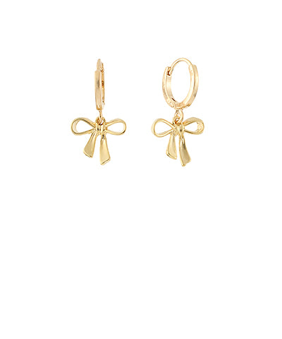 Mini Huggie Hoop Earrings with Bow Drop