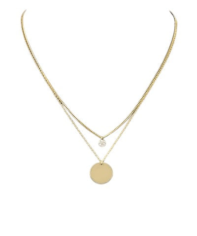 Disc & Diamond Pendant Necklace