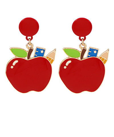 School Apple Earrings