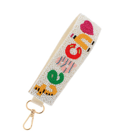 Heart Teach Beaded Key Wristlet