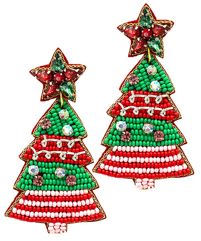 Red/Green Christmas Tree Earrings