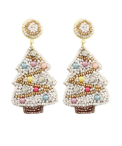 Multi Bead Christmas Tree Earrings