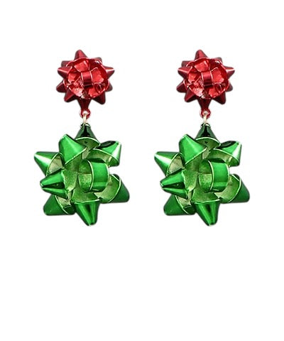 Double Christmas Bow Earrings