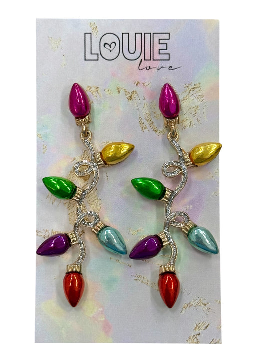 Colorful Metal Christmas Light Drop Earrings